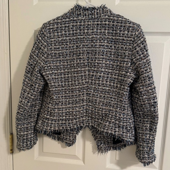 PETITE COLLARLESS METALLIC TWEED BLAZER - Picture 3 of 5